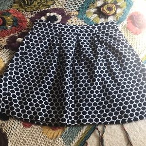 Navy blue and white polka dot skirt